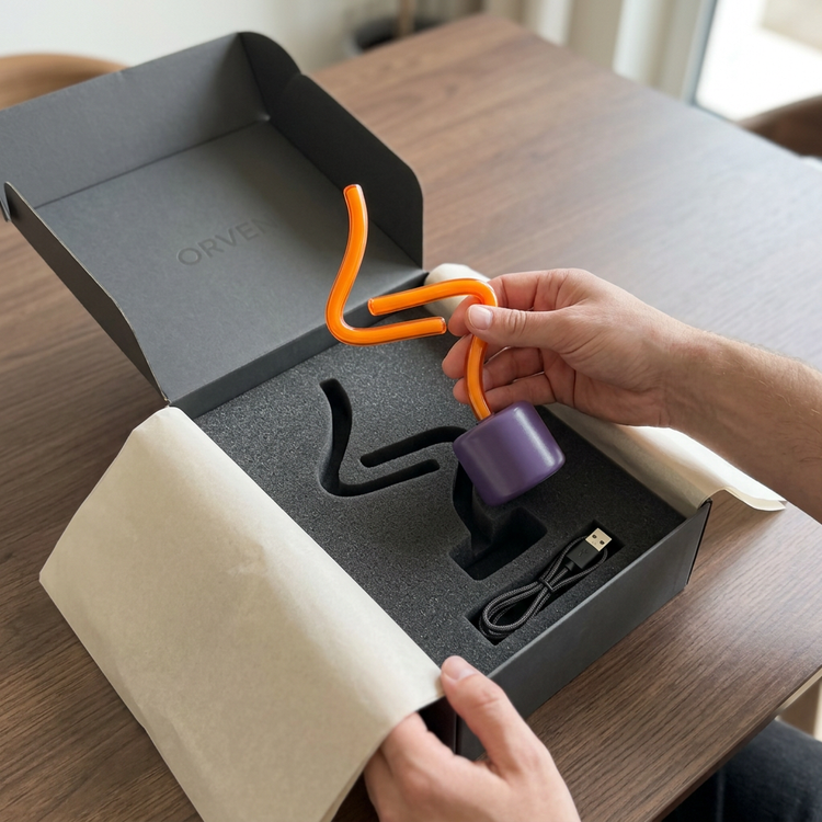 ORVEN WAVE AI-generated unboxing concept. Packaging is not final.