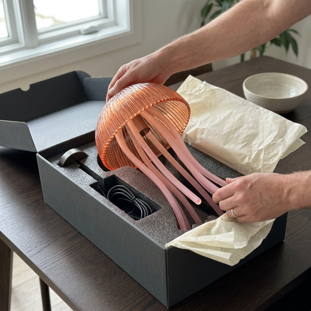 ORVEN JELLY AI-generated unboxing and packaging concept - not final packaging