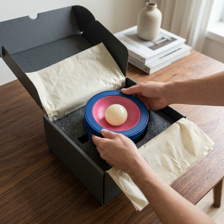 ORVEN POP AI-generated unboxing and packaging concept - not final packaging